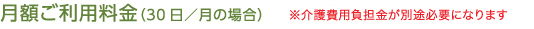 月額ご利用料金（30日/月の場合） 